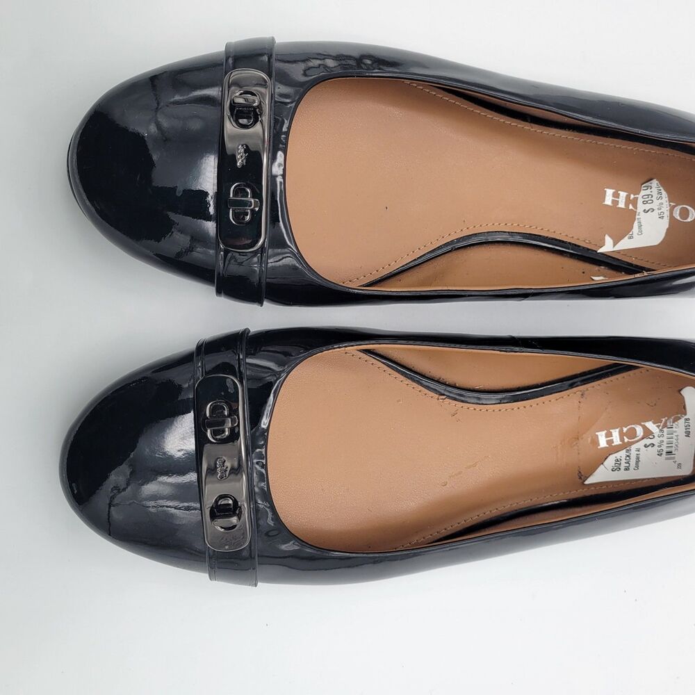 COACH Oswald Black Patent Leather Ballet Flat Womens size 11 B - Picture 10 of 12